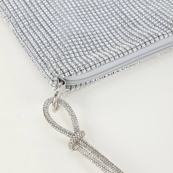 Rhinestone Bag With Zipper Silver - Picture 4 of 6